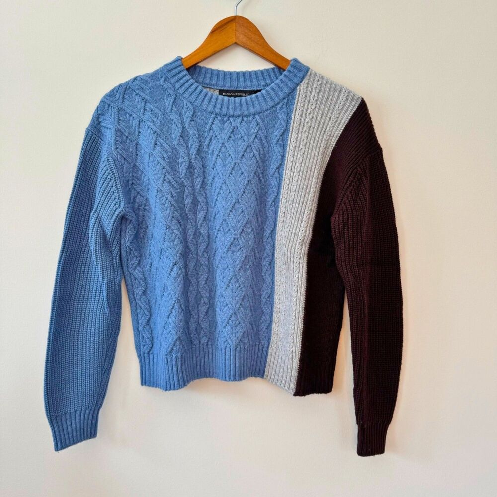 Banana Republic Women's Cable Knit Colorblock Sweater Size Small